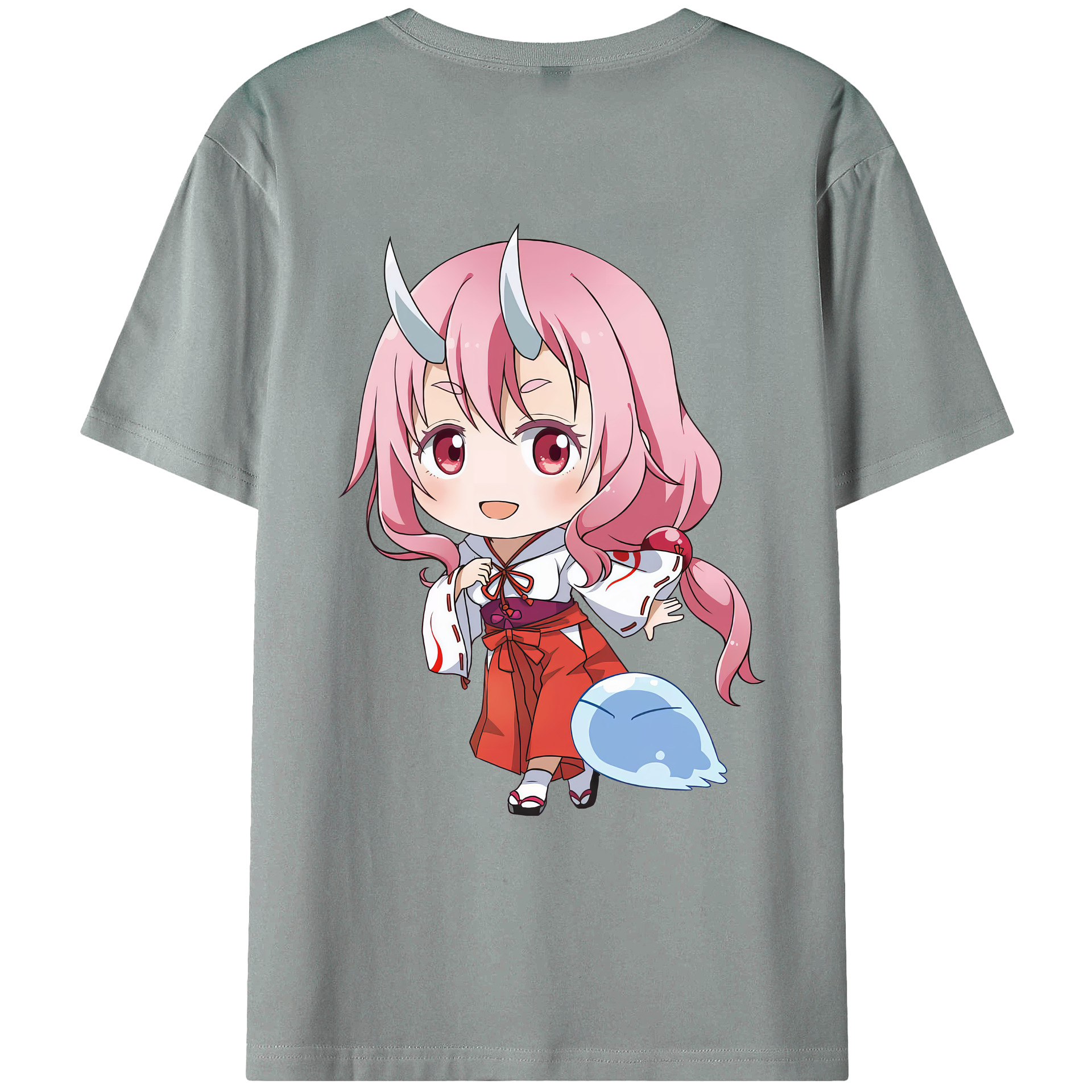 （画像用） 転スラ Regarding Reincarnated to Slime 綿100％ メンズ半袖Tシャツ（バックプリント） 通気性
